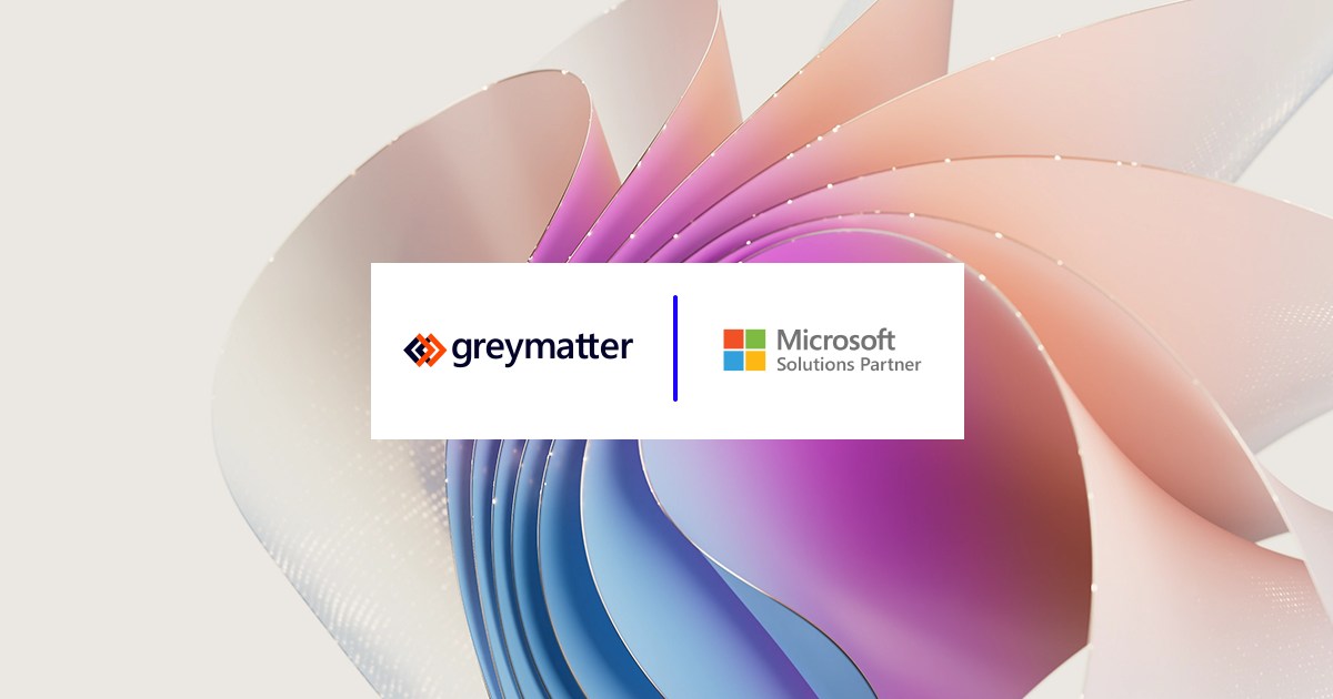 Grey Matter and Microsoft logos on a Windows 11 background
