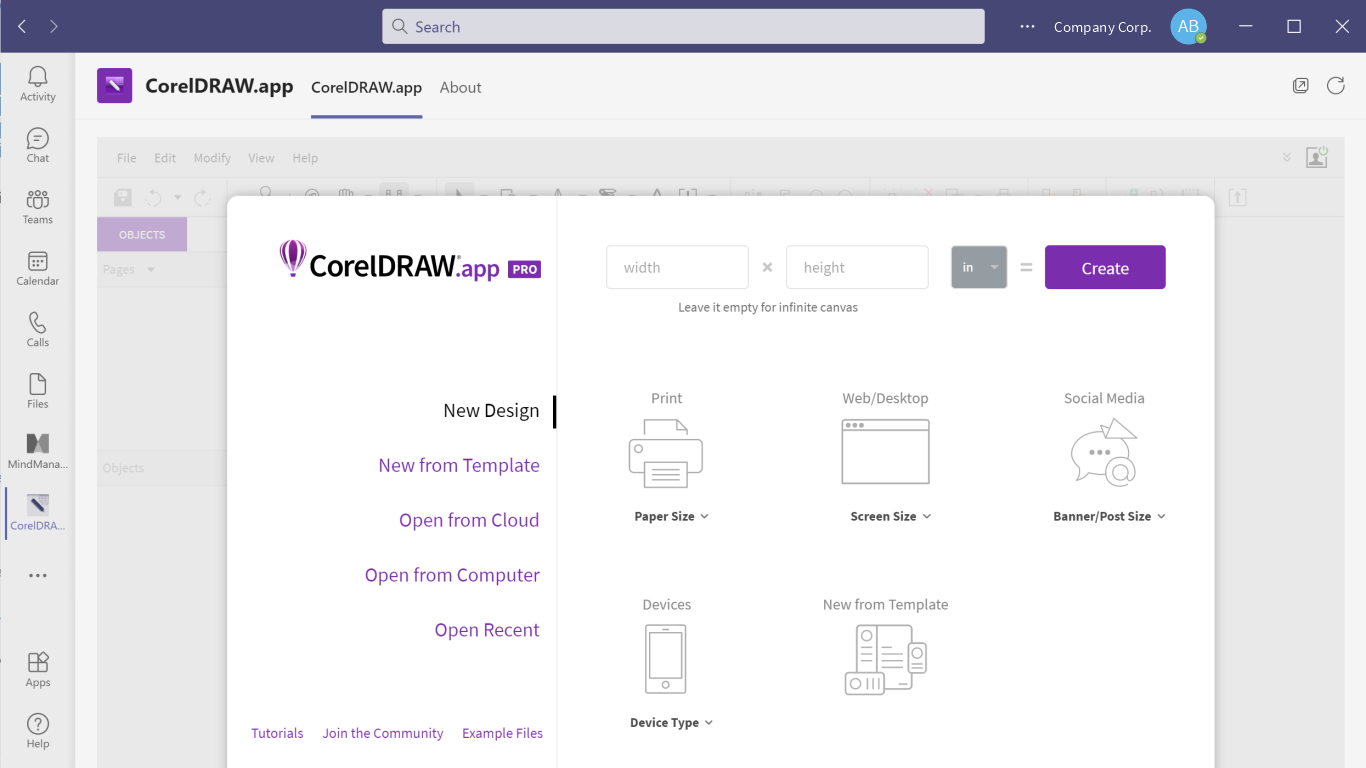 CorelDRAW Microsoft Teams App