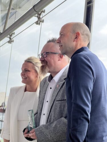 Scott Harrison winning ESET Channel Person of the Year - Grey Matter