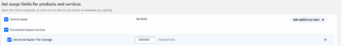 Screenshot of Here Alerts Usage Threshold
